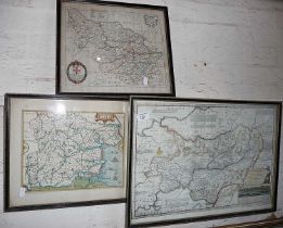 A Richard Blome map of Yorkshire, 12.5" x 10.5" centre crease, together with a facsimile map of