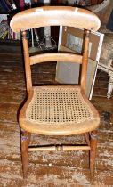 Victorian elm kitchen chair with caned seat