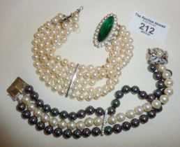 Vintage Carlos Garcia of Madrid faux pearl bracelet, and another similar