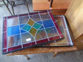 Two double sided stained glass panels