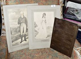 Copper plate print portraits of the Hon. George Williers and his wife Maria Theresa Parker, together