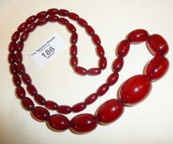 Art Deco cherry amber bakelite bead necklace, approx. 36cm long and 60g in weight