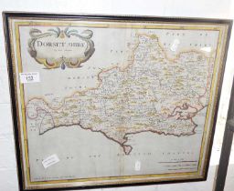 A Robert Morden map of Dorsetshire, 14" x 17", centre crease