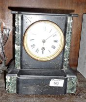 Victorian marble and slate mantle clock