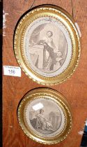 Two 19th c. oval gilt framed engravings of classical ladies