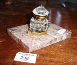 Art Deco glass inkwell on marble base