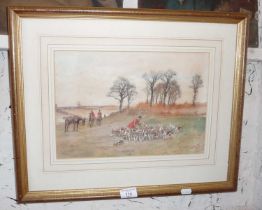 Watercolour of a hunting scene by T Ivestor Lloyd