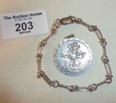 925 silver bracelet and hallmarked St. Christopher pendant