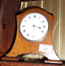 Edwardian inlaid mahogany arch topped mantle clock with French Drum movement