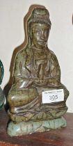 Chinese carved serpentine buddha, 22cm high