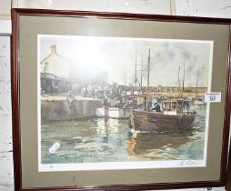 A Sturgeon colour print of a harbour scene, signed in pencil