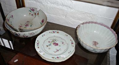 Collection of Chinese famille rose porcelain plates & bowls (some A/F)