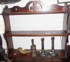 Edwardian three-tier mahogany wall shelf