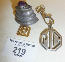 Taxco Mexico signed silver scent bottle with amethyst stopper, hallmarked silver MG classic car logo