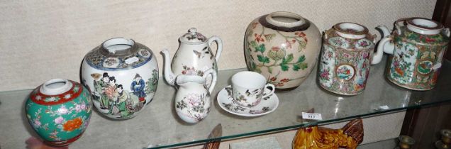 Chinese porcelain teapots, ginger jars, etc.