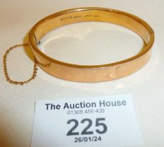 Vintage 9ct gold hinged hollow bangle, approx. 11.5g