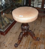 Victorian carved mahogany revolving piano stool