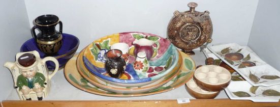 Two mid-century Italian china hors d'ouvres dishes, three similar platters and a Toby teapot etc