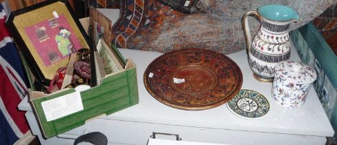 Assorted items including Italian terracotta plate with classical relief decoration, a mid-century