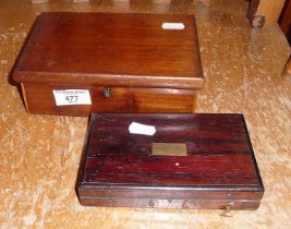 Victorian rosewood cased drawing instruments and a jewellery box