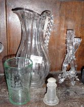 Lead glass tumbler, Sabino lighthouse, large glass jug and twist vase