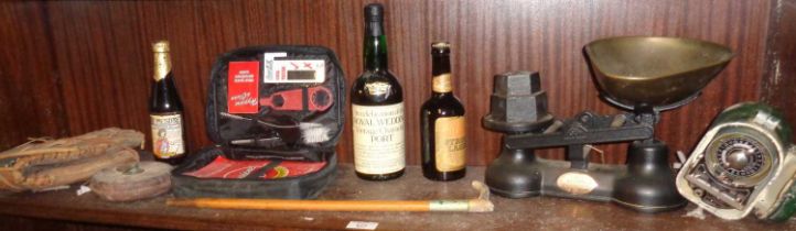 Coca-Cola kit, vintage bottles of Port and Ale, kitchen scales, etc.