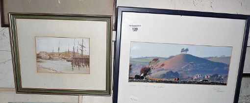 Framed colour photo of Colmers Hill, Bridport, signed in pencil Matt Stockman, and a colour print of