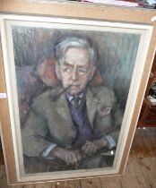 Impressionistic oil pastel portrait of an elderly gentleman with pipe by G. TUCKER (xx), monogram "