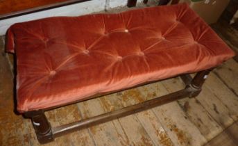19th c. re-upholstered long oak footstool