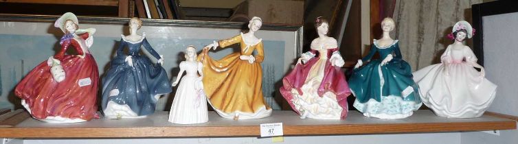 Seven various Royal Doulton china lady figurines