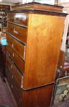 19th c. Continental walnut tallboy of 7 drawers, 5'2" high x 40" wide x 20" deep