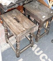 Pair of 18th c. joint stools with later tops