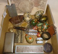 Box of interesting bits, painted eggs, trinket boxes, etc.