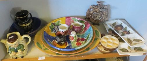 Two mid-century Italian china hors d'ouvres dishes, three similar platters and a Toby teapot etc