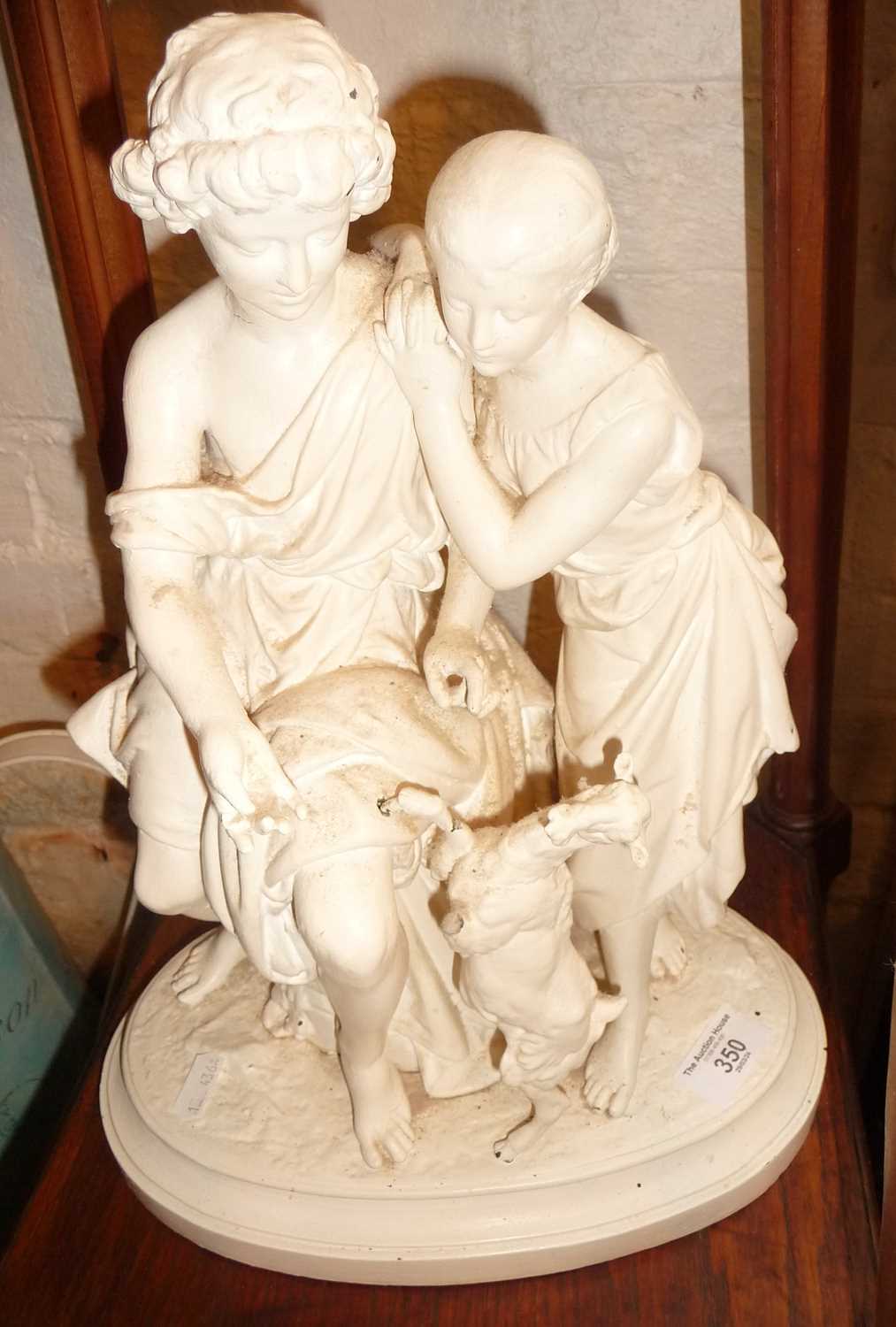 Victorian painted spelter group (A/F)