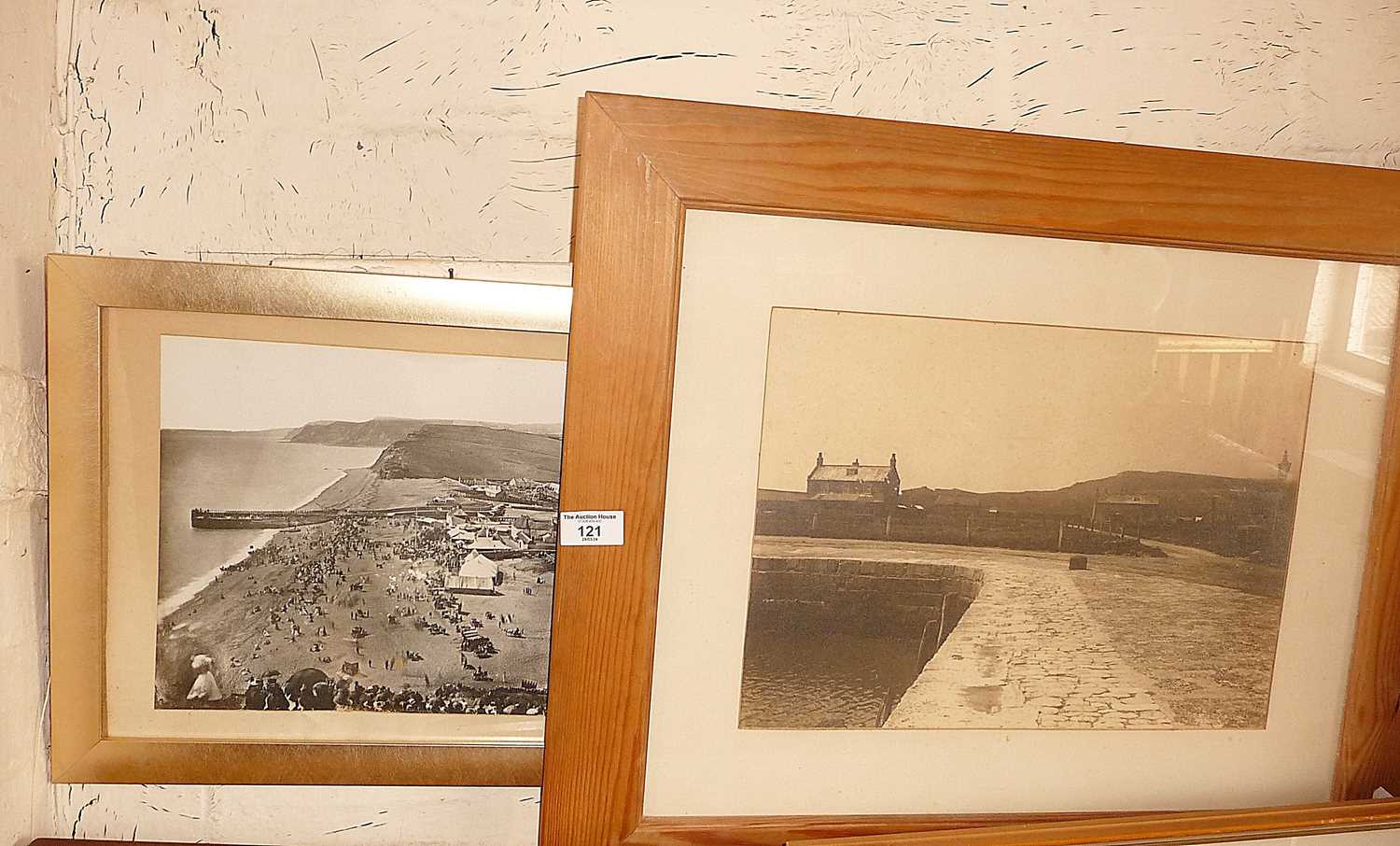 Rare black & white photograph, c.1860, 11" x 9" of West Bay with Whitsuntide Fair in progress with - Image 2 of 2