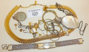 Vintage jewellery, inc. silver, gold earrings and some scrap gold