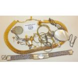 Vintage jewellery, inc. silver, gold earrings and some scrap gold