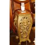 Brass openwork table lamp base in the Rococo style, approx. 40cm high