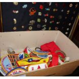 Box of cloth Longhorn Council and Scouting badges, together with enamel badges, inc. RAOB and PGL