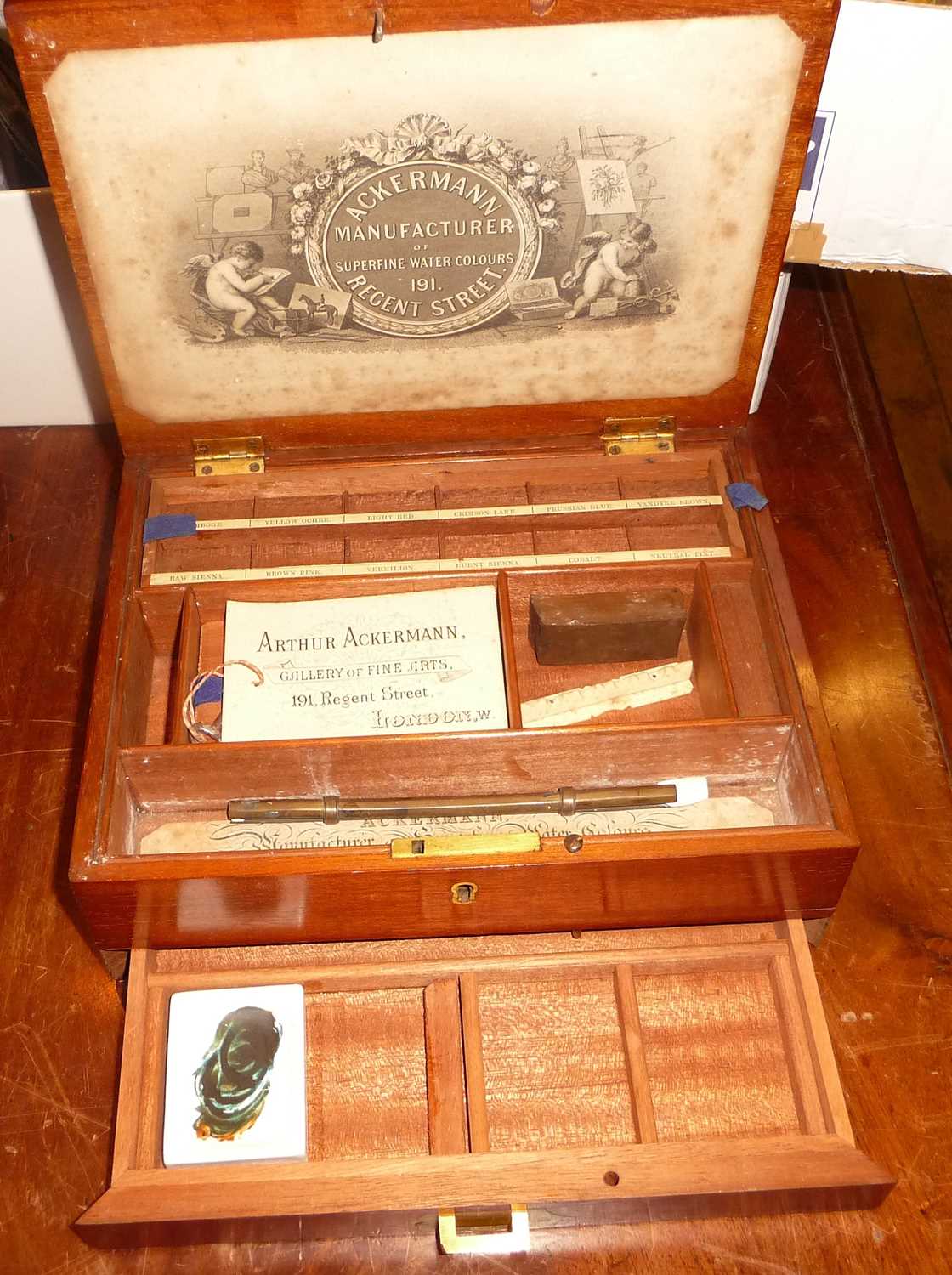 Victorian mahogany watercolour paint box by Ackermann of Regent Street, London - Image 2 of 4