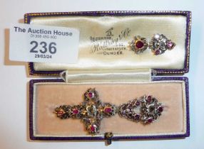 Georgian crucifix pendant set with rose cut diamonds and garnets, together with another smaller