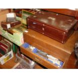 Large quantity of assorted cutlery including Edwardian oak canteen with drawer of Kings pattern