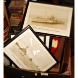 Seven framed photoprints of Naval warships & others