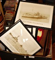 Seven framed photoprints of Naval warships & others