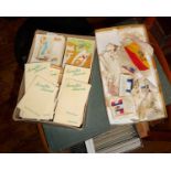 Box of Kensitas cigarette cards, inc. Henry Cartoons, and Kensitas silk flowers, together with a box