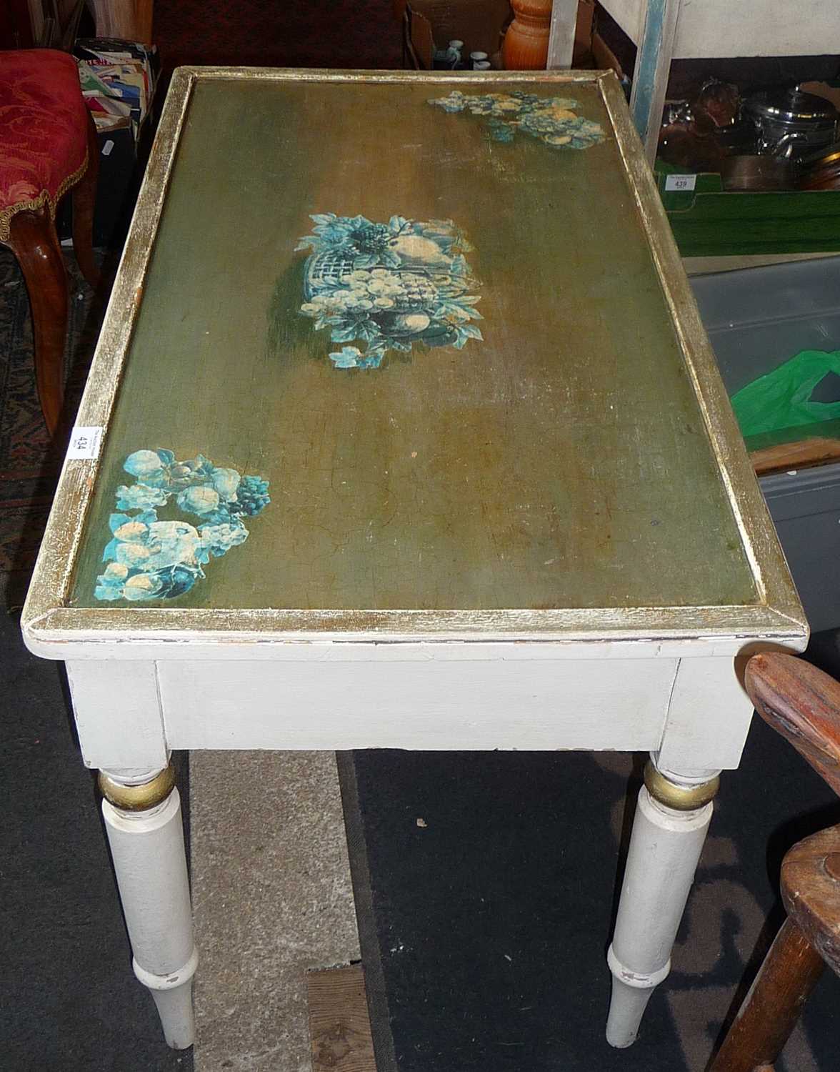 Painted and decorated pine coffee table - Image 2 of 4
