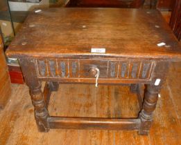 Oak joint stool with drawer