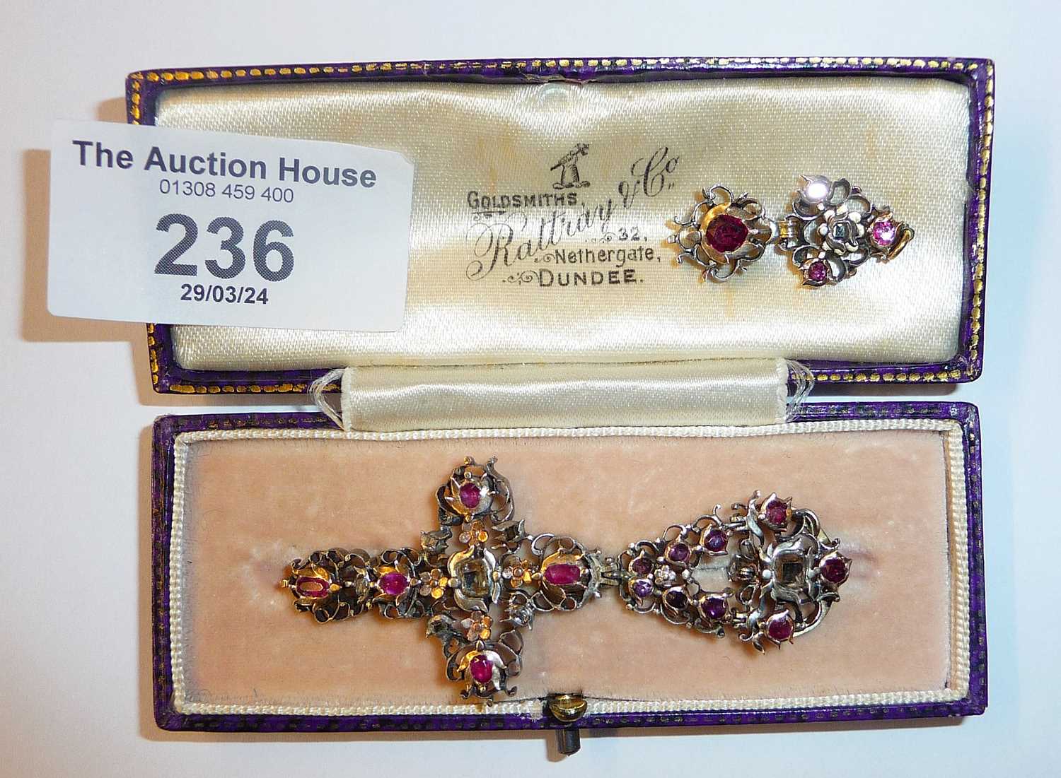 Georgian crucifix pendant set with rose cut diamonds and garnets, together with another smaller - Image 5 of 6