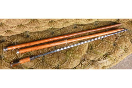 1930's Malacca cane swordstick - blade marked for James Smith & Son, approx. total length 89cm, horn - Image 5 of 8